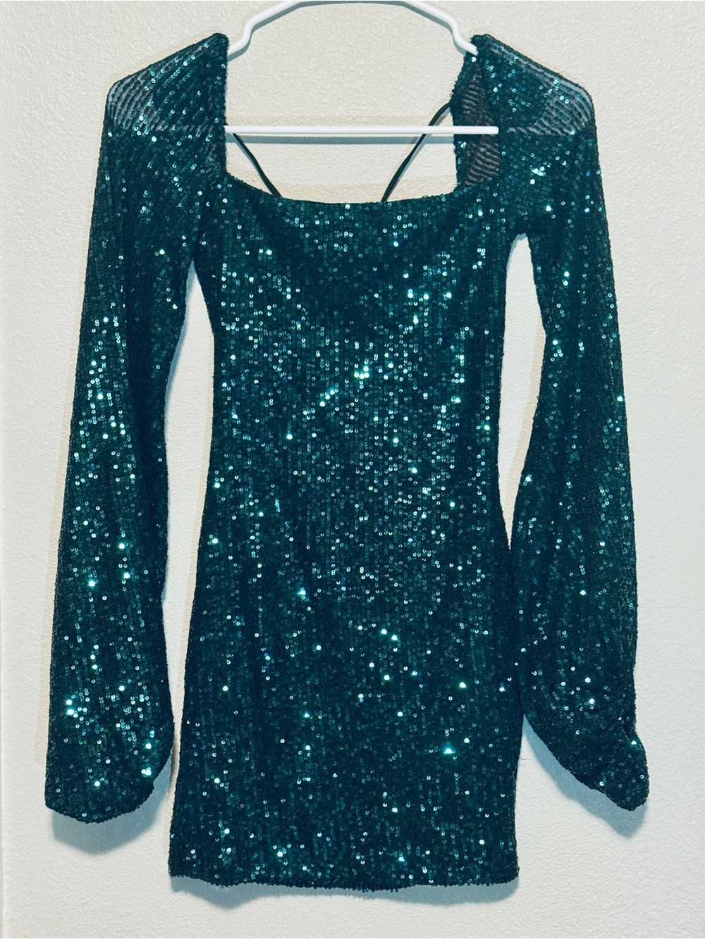 Lucy in the Sky Teal Sequin Long-Sleeve Mini Dress